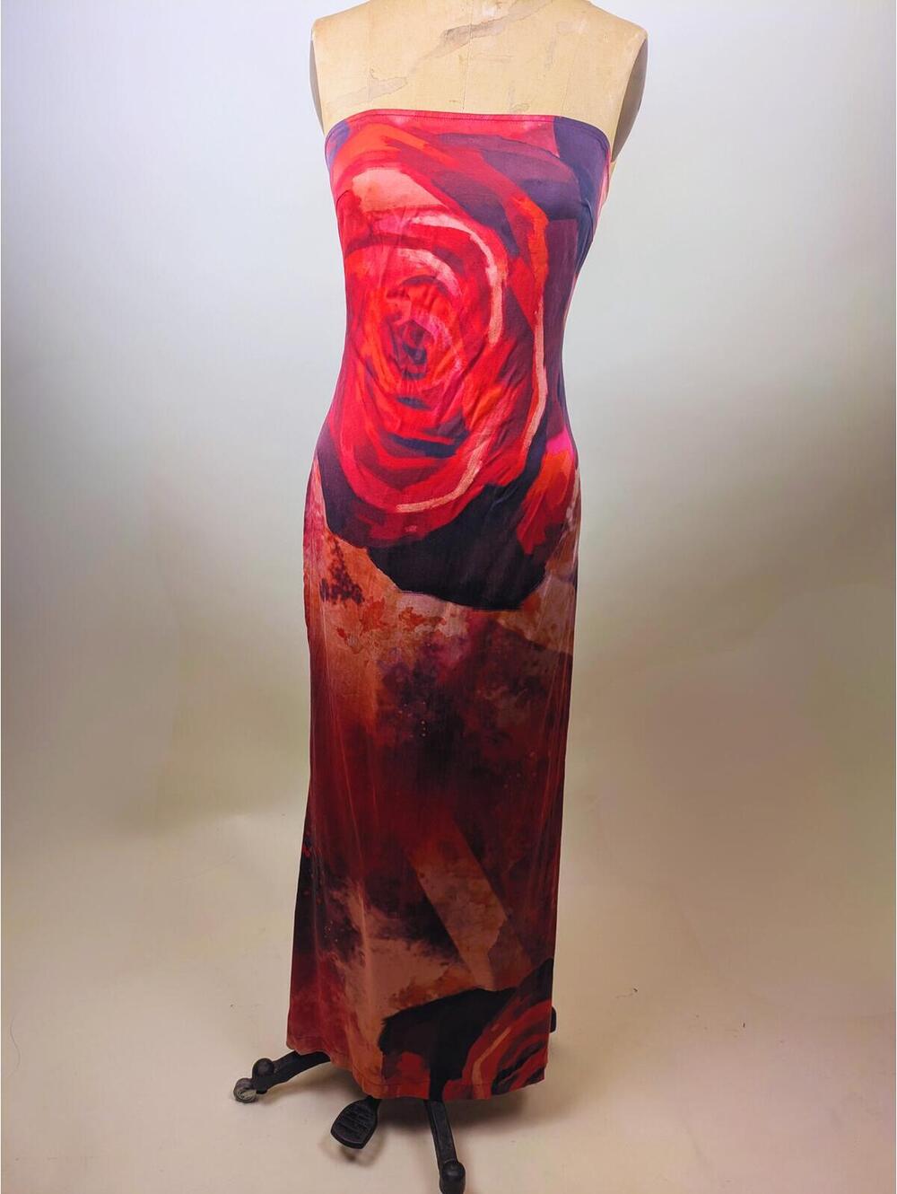kim shui strapless silk rose tube dress